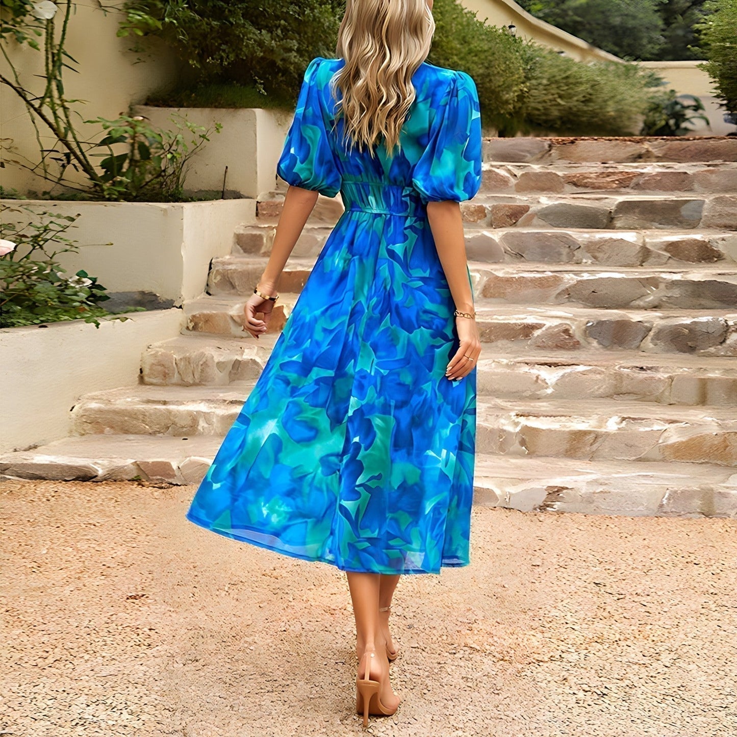 Isolde - Midi-Kleid mit V-Ausschnitt