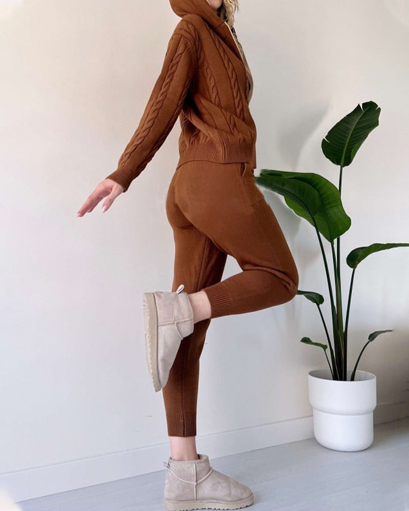 Ania - Zwei-Teile Twist-Jacquard Casual Set