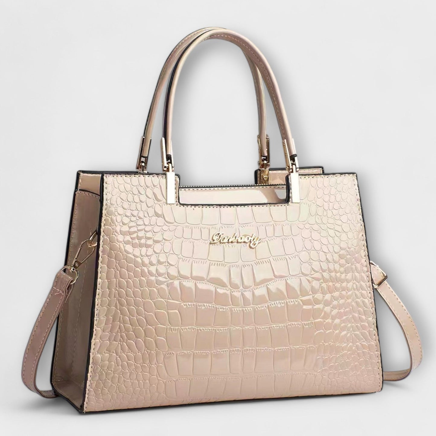 Nora. - Glänzende Krokodil-Muster Handtasche