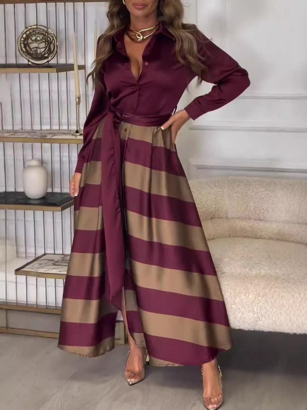 Yvonne | Langes gestreiftes Kleid