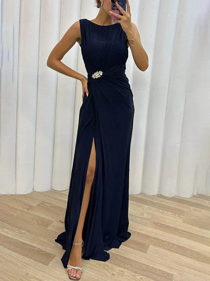 Davina - Langes plissiertes Abendkleid