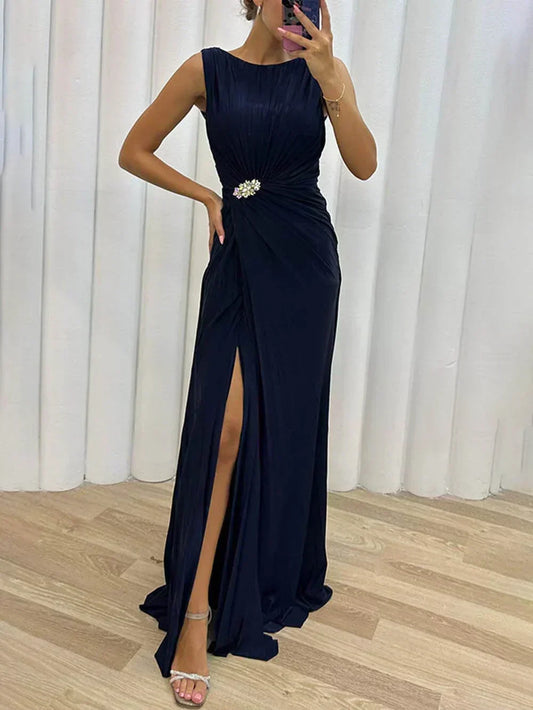 Davina - Langes plissiertes Abendkleid