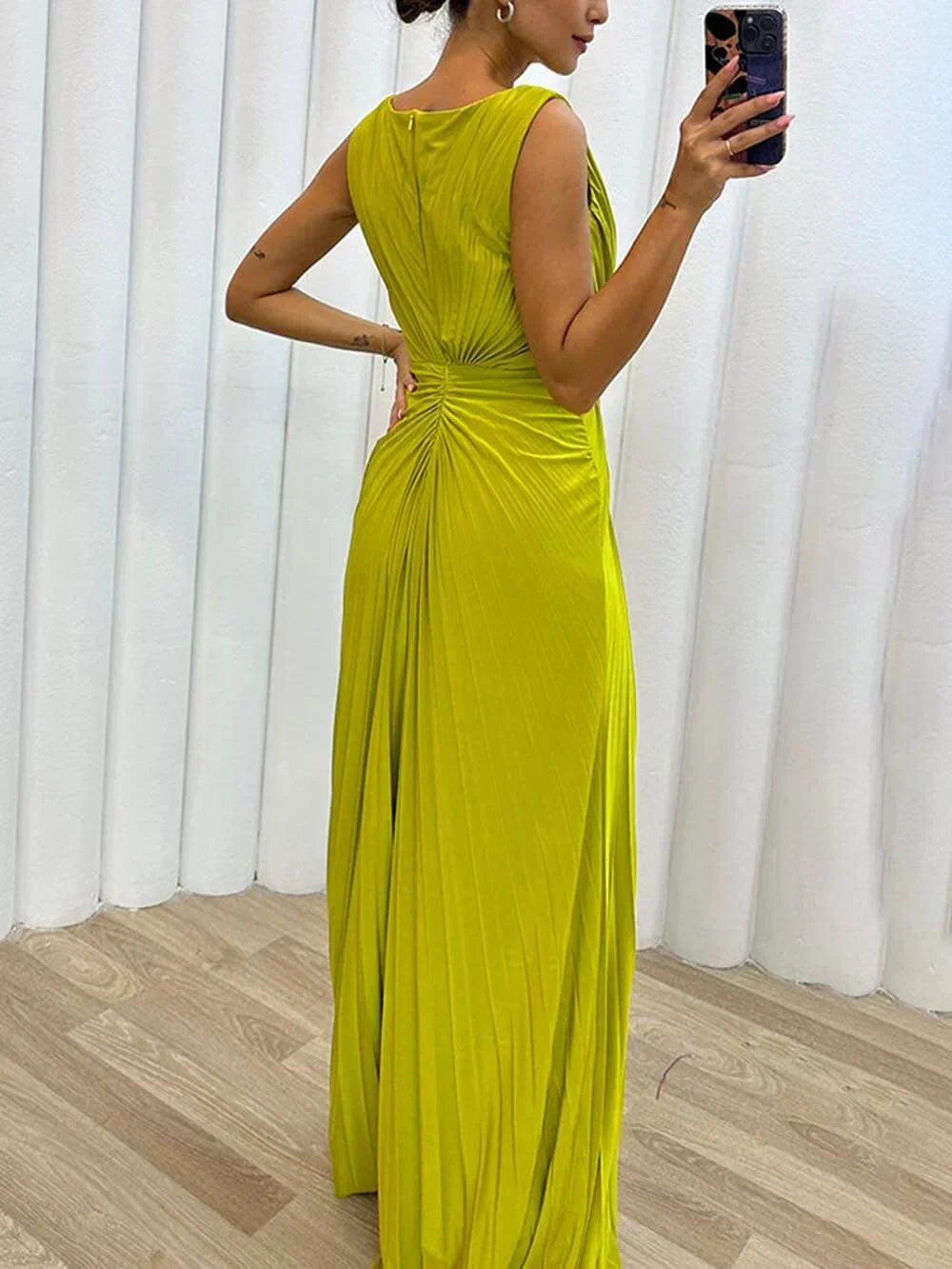 Davina - Langes plissiertes Abendkleid