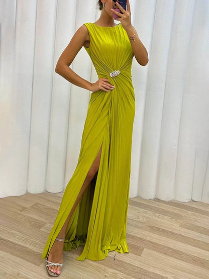 Davina - Langes plissiertes Abendkleid