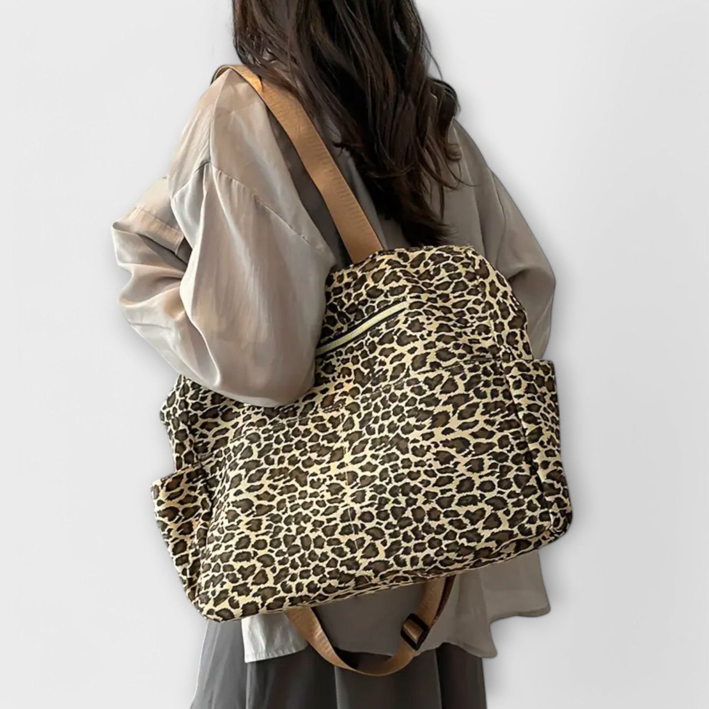 Nora. - Leopardmuster Canvas Umhängetasche