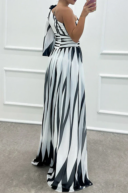 Shiloh - Elegantes langes gestreiftes Kleid mit einem Träger