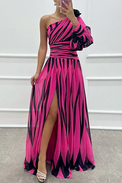 Shiloh - Elegantes langes gestreiftes Kleid mit einem Träger
