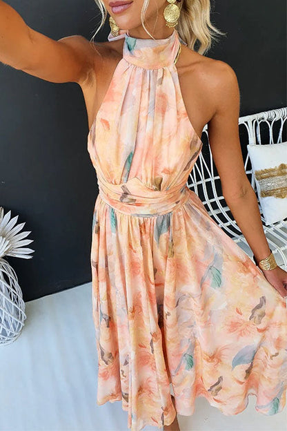 Halter™ - Langes bedrucktes Kleid