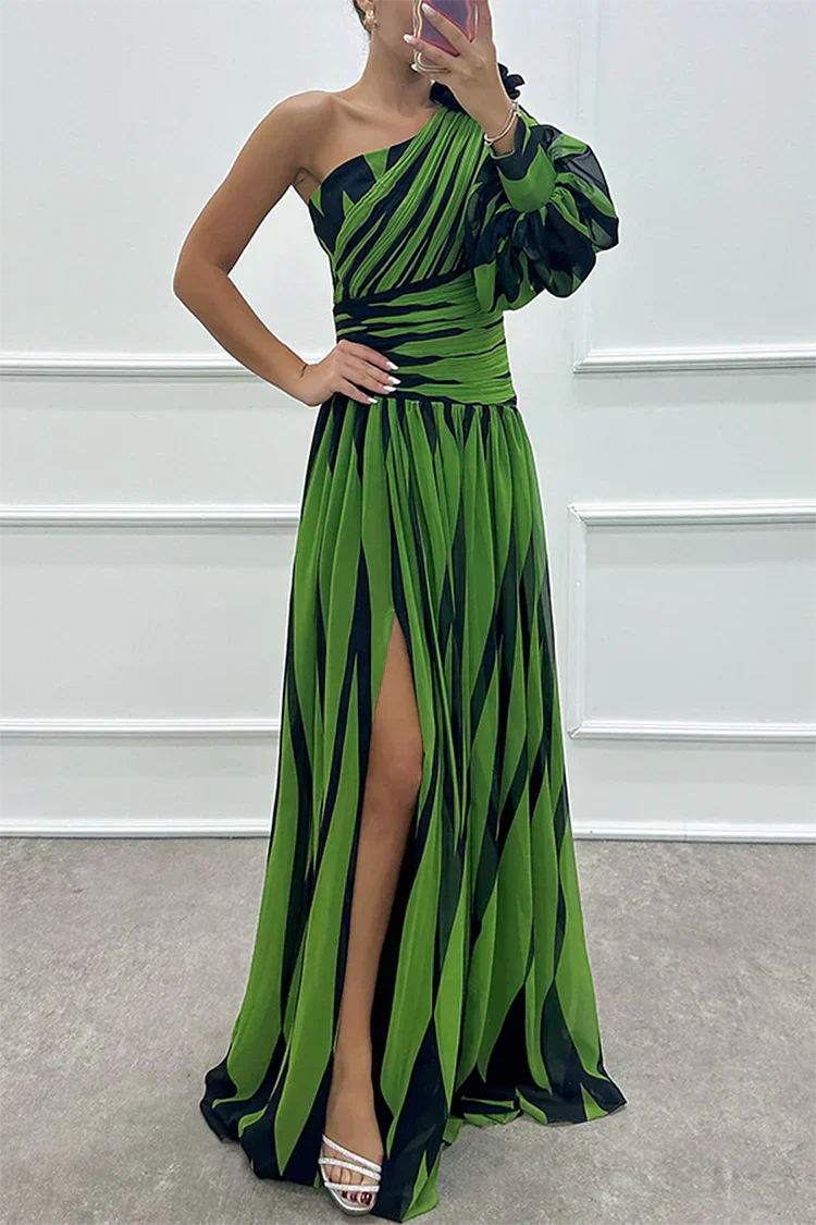 Shiloh - Elegantes langes gestreiftes Kleid mit einem Träger