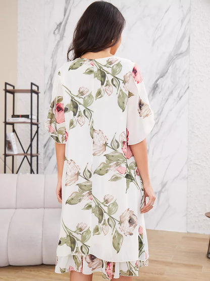 Judith | Elegantes Chiffon-Kleid mit Blumenmuster