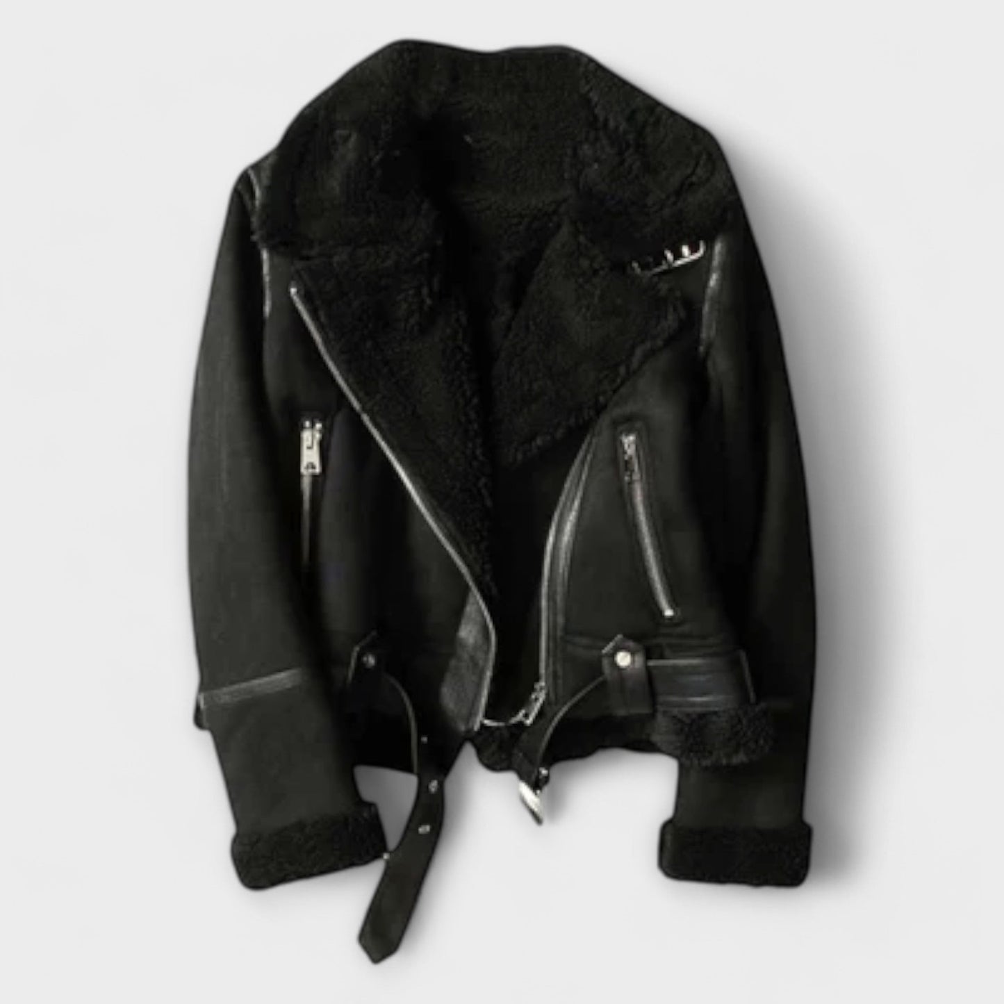 Aurora Lammfell Wildleder Pilotenjacke