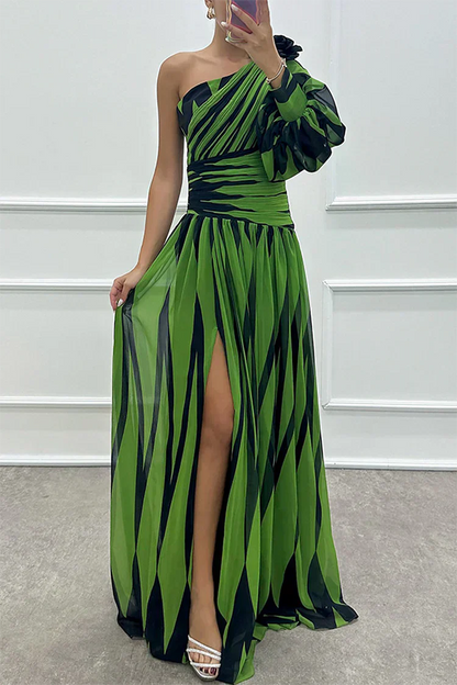 Shiloh - Elegantes langes gestreiftes Kleid mit einem Träger