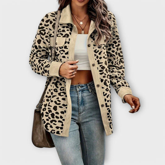 Lässige Leopardenmuster Hemdjacke