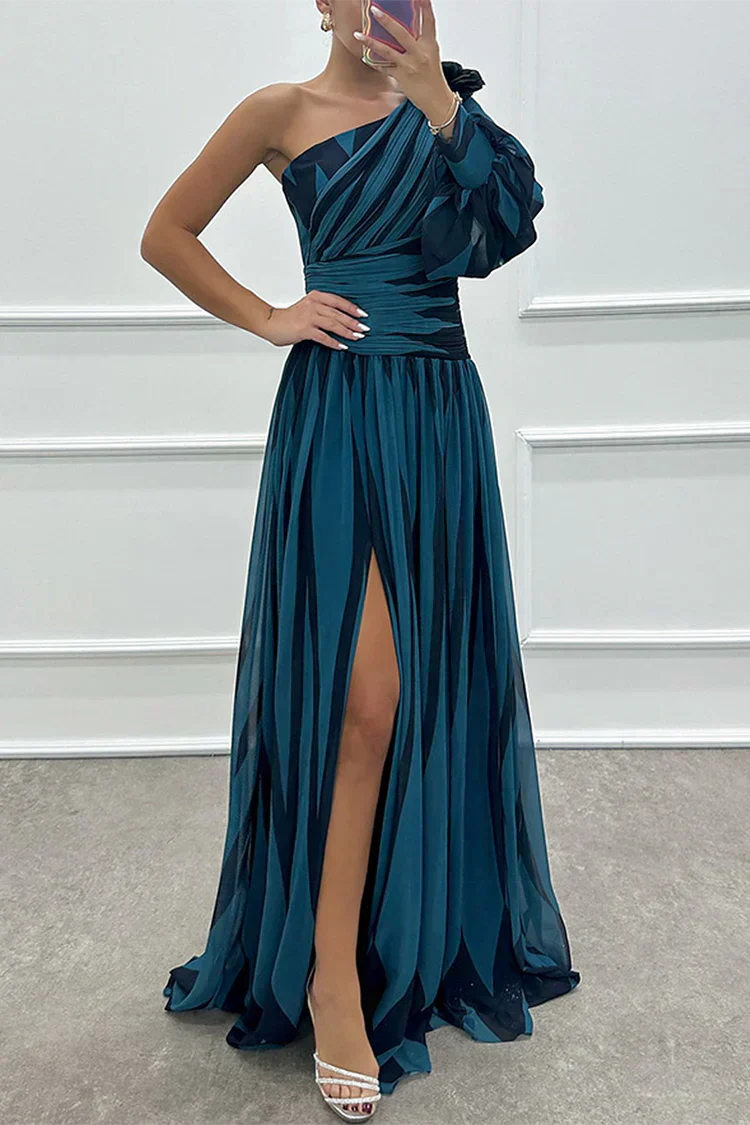 Shiloh - Elegantes langes gestreiftes Kleid mit einem Träger