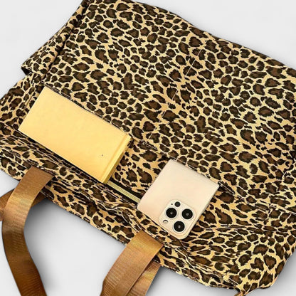 Nora. - Leopardmuster Canvas Umhängetasche