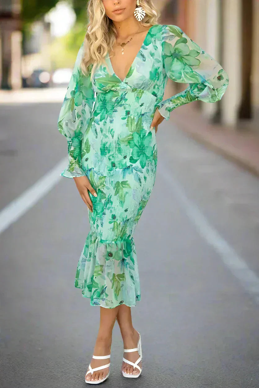 Melissa - Midi-Kleid mit Blumenrüschen