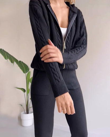 Ania - Zwei-Teile Twist-Jacquard Casual Set