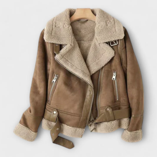 Aurora Lammfell Wildleder Pilotenjacke