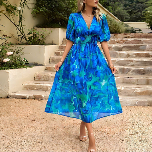 Isolde - Midi-Kleid mit V-Ausschnitt