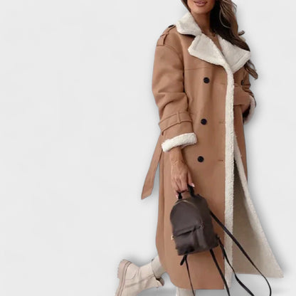 Luna - Lange klassische Jacke mit Fleece-Futter und Teddy-Kragen