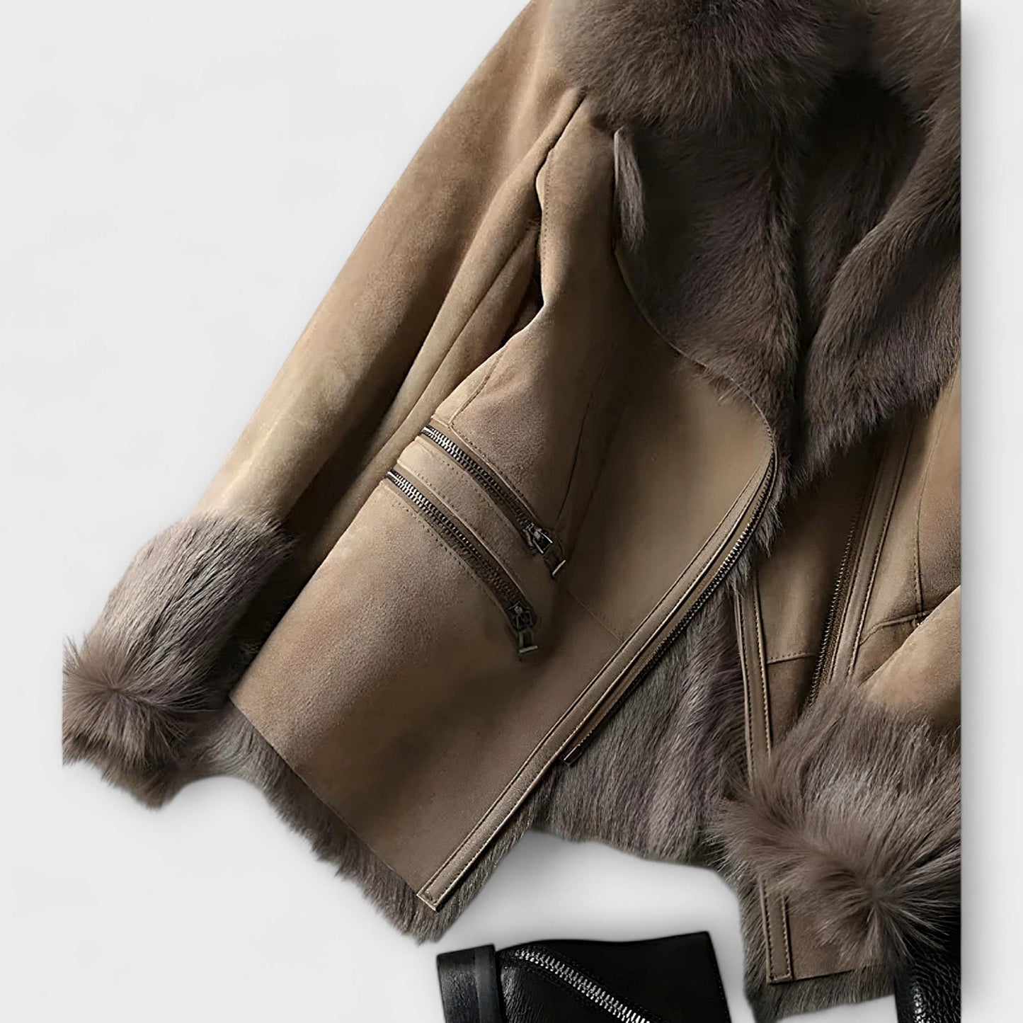 Lammfelljacke mit Pelzkragen