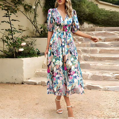 Isolde - Midi-Kleid mit V-Ausschnitt