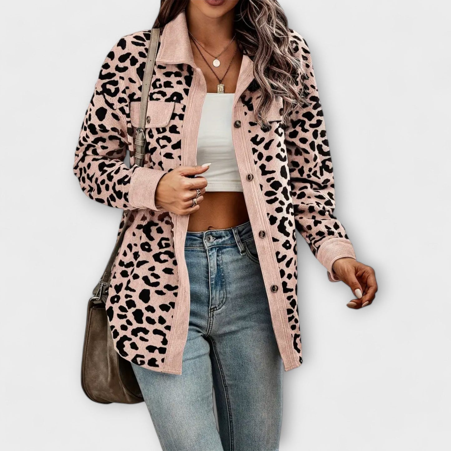 Lässige Leopardenmuster Hemdjacke