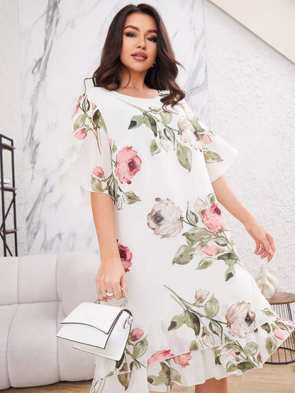 Judith | Elegantes Chiffon-Kleid mit Blumenmuster