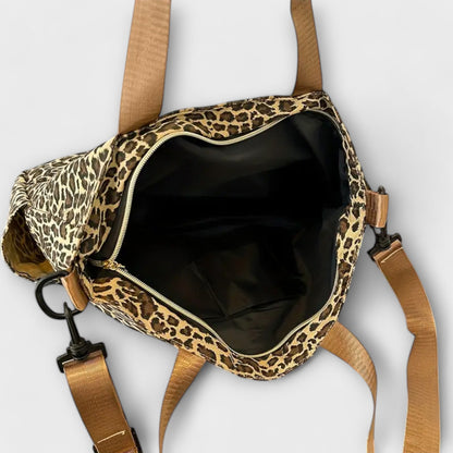 Nora. - Leopardmuster Canvas Umhängetasche