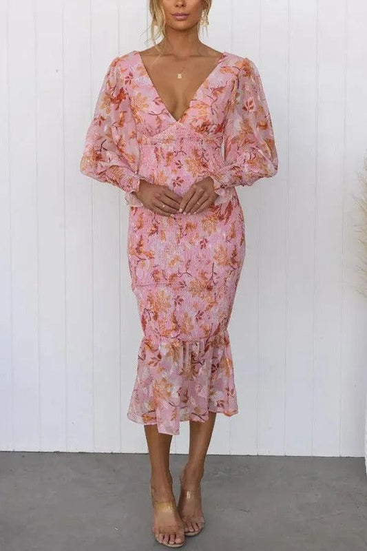 Melissa - Midi-Kleid mit Blumenrüschen