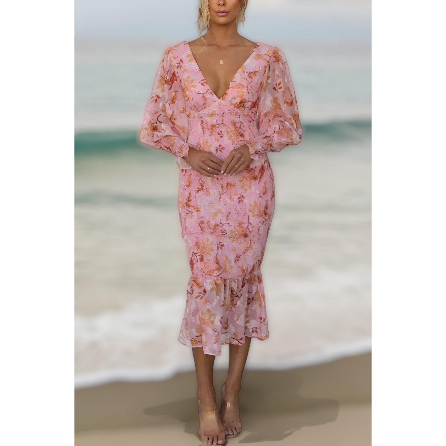 Melissa - Midi-Kleid mit Blumenrüschen