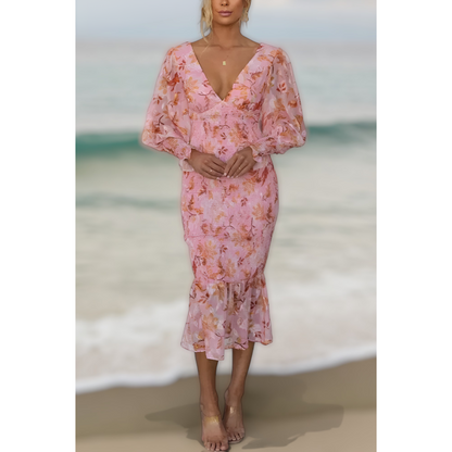 Melissa - Midi-Kleid mit Blumenrüschen