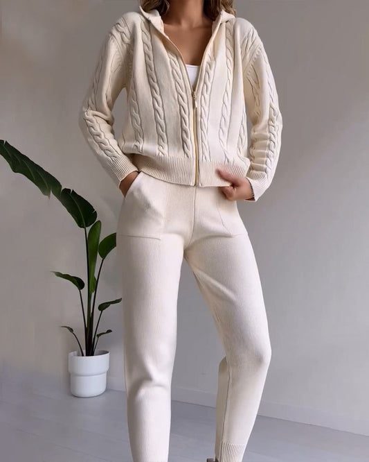 Ania - Zwei-Teile Twist-Jacquard Casual Set